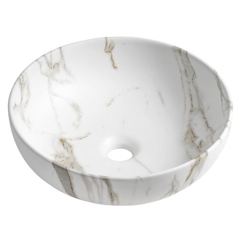 RONDANE umywalka ceramiczna nablatowa, bianco carrara, średnica 41x14 cm AR435BC