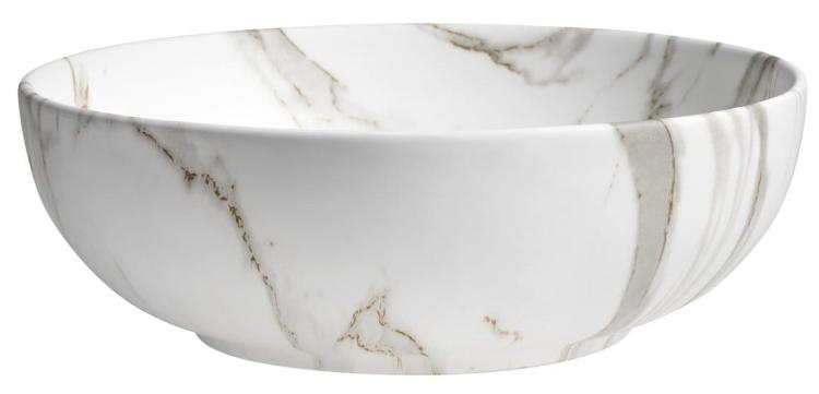 RONDANE umywalka ceramiczna nablatowa, bianco carrara, średnica 41x14 cm AR435BC bok