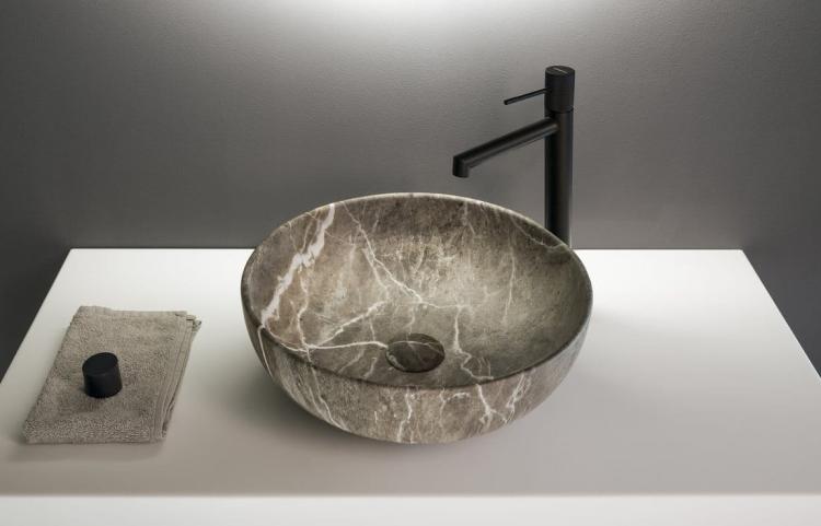 RONDANE umywalka ceramiczna nablatowa, brecia marmor, średnica 41x14 cm AR435BM wizualizacja