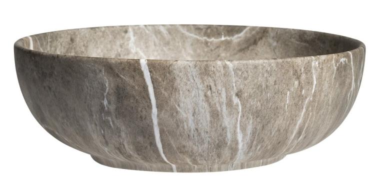 RONDANE umywalka ceramiczna nablatowa, brecia marmor, średnica 41x14 cm AR435BM bok