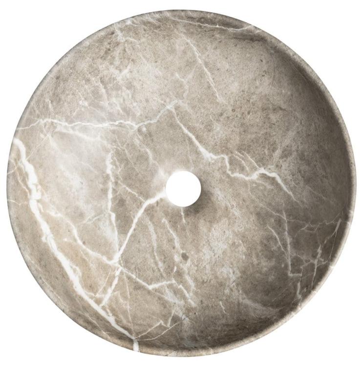 RONDANE umywalka ceramiczna nablatowa, brecia marmor, średnica 41x14 cm AR435BM z góry