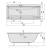 CLEO Wanna akrylowa prostokątna 150x75x48 cm czarny mat 27611.21 rysunek techniczny