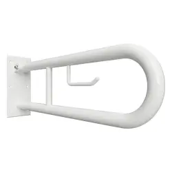 Poręcz łazienkowa składana w kształcie U 600 mm z uchwytem na papier  biała 301406274