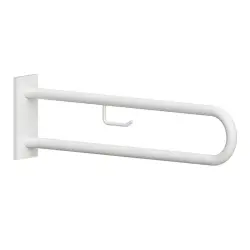  Poręcz łazienkowa  w kształcie U 813 mm z uchwytem na papier z kołnierzem osłonowym biała 301807463