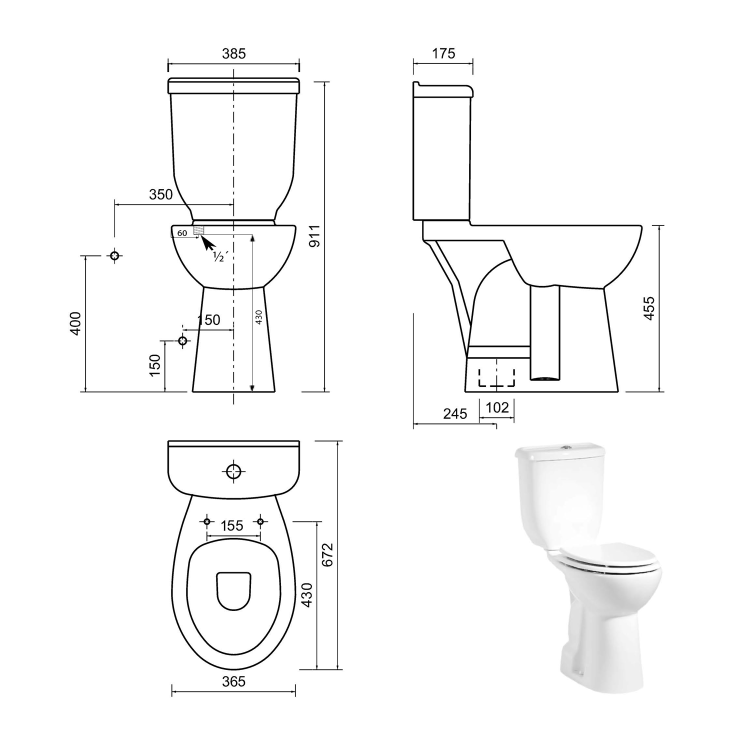 MEDIC RIMLESS kompakt WC dla niepełnosprawnych, odpływ poziomy-pionowy, biały MC102.2.png
