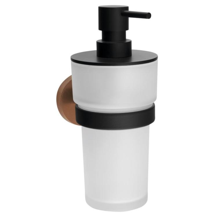 LARISSA dozownik mydła 250 ml, szkło mleczne, czarny/miedź mat WS019BC
