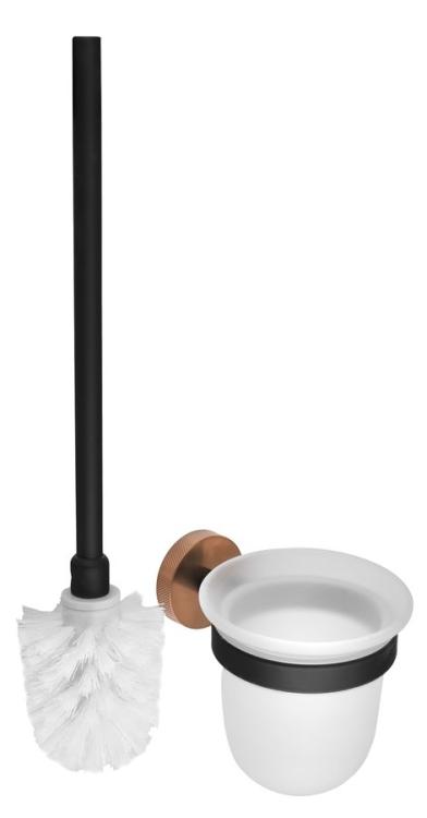 LARISSA szczotka do WC wisząca (szczotka biała), szkło mleczne, czarny/miedź mat WS008BC  komplet