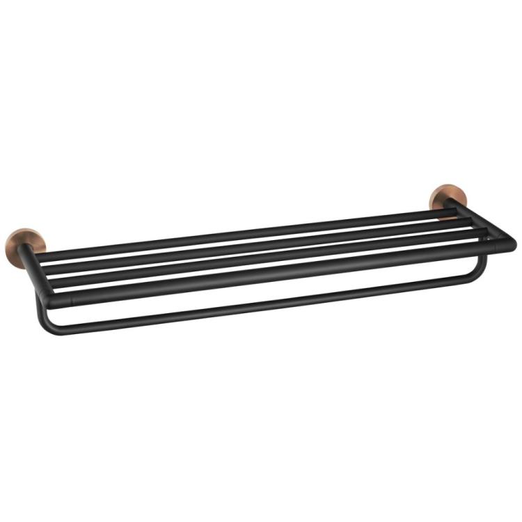 LARISSA półka na ręczniki 60 cm z relingiem, czarny/miedź mat WS029BC