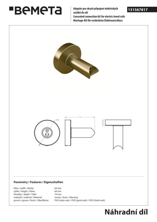 Adapter do bezpośredniego połączenia kabla, złoty mat 131567817 rysunek techniczny