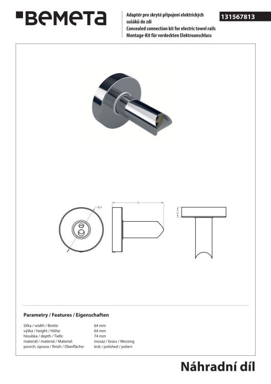 Adapter do bezpośredniego połączenia kabla, miedź 131567818  rysunek techniczny
