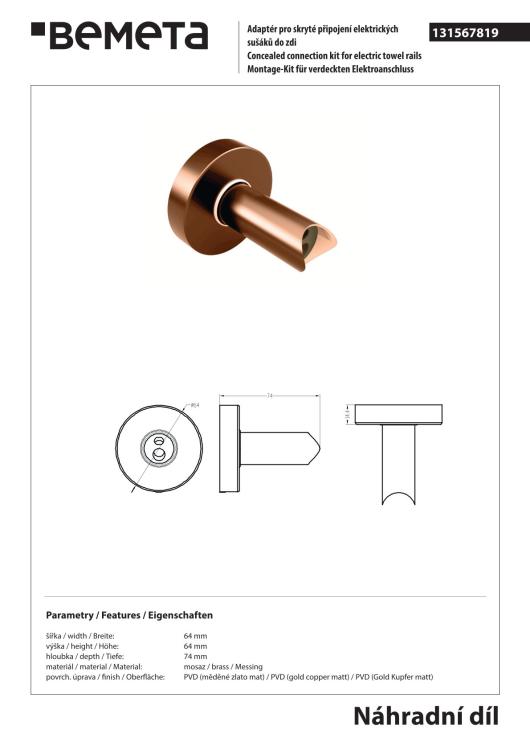 Adapter do bezpośredniego połączenia kabla, miedź mat 131567819 rysunek techniczny