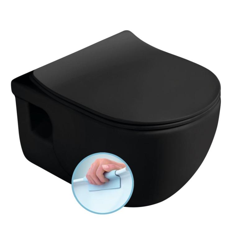 BRILLA WC wiszące, Rimless, 36,5x53 cm, czarny mat 100614-110