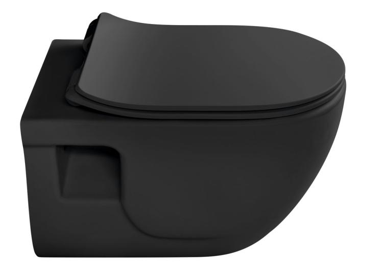 BRILLA WC wiszące, Rimless, 36,5x53 cm, czarny mat 100614-110 bok
