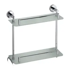 OMEGA Półka szklana podwójna z relingiem 40x40x12 cm 104202122