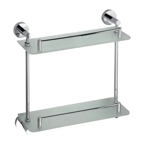 OMEGA Półka szklana podwójna z relingiem 40x40x12 cm 104202122.webp