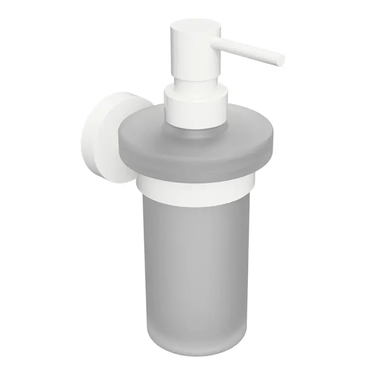 WHITE dozownik do mydła szklany z białym uchwytem 230 ml 104109014.webp