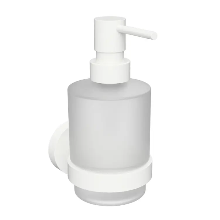 WHITE dozownik do mydła szklany z białym uchwytem MINI 200 ml 104109104.webp