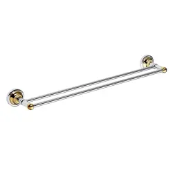 RETRO Wieszak na ręcznik podwójny 60 cm chrom-złoto 144204058