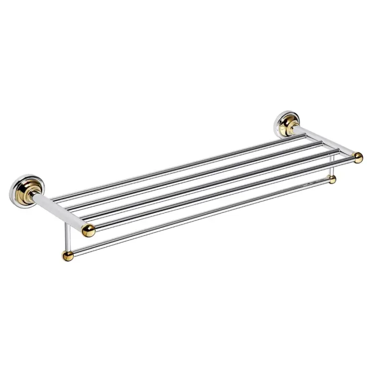 RETRO Półka na ręczniki z wieszakiem 60,5 cm chrom-złoto 144202098.webp