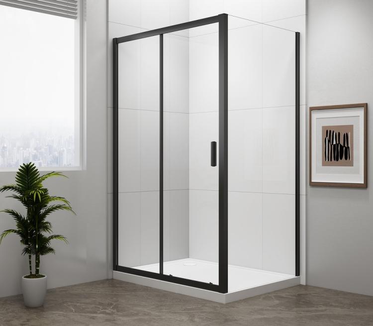 EASY BLACK Boczna ścianka 70x190 cm szkło czyste EL3115B z drzwiami