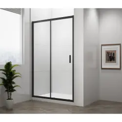 EASY BLACK drzwi prysznicowe do wnęki przesuwne 150x190 cm, szkło czyste EL1515B
