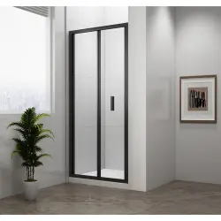 EASY BLACK drzwi prysznicowe do wnęki składane 80x190 cm, szkło czyste EL1980B