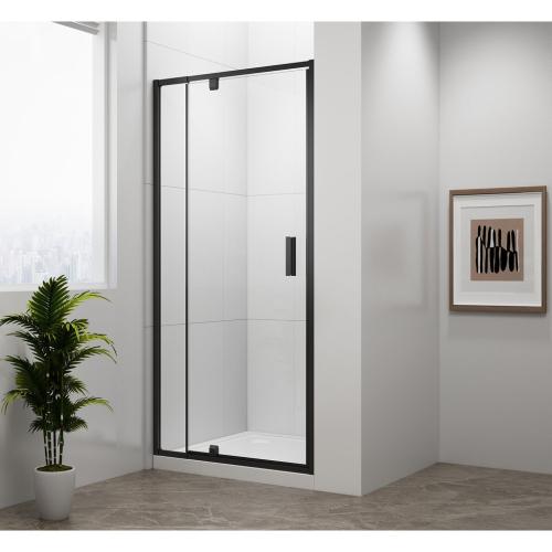 EASY BLACK drzwi prysznicowe do wnęki obrotowe 760-900 mm szkło czyste EL1615B