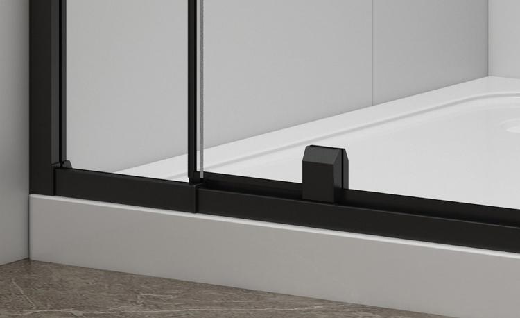 EASY BLACK drzwi prysznicowe do wnęki obrotowe 760-900 mm szkło czyste EL1615B listwa