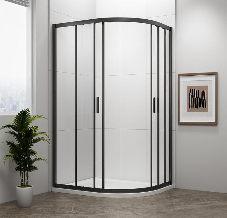 EASY BLACK kabina prysznicowa narożna półokrągła 1000x800 mm EL2915B otwarte