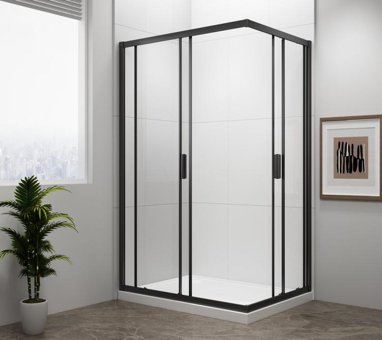 EASY BLACK kabina prysznicowa narożna prostokątna 90x80x190 cm EL5315B drzwi otwarte