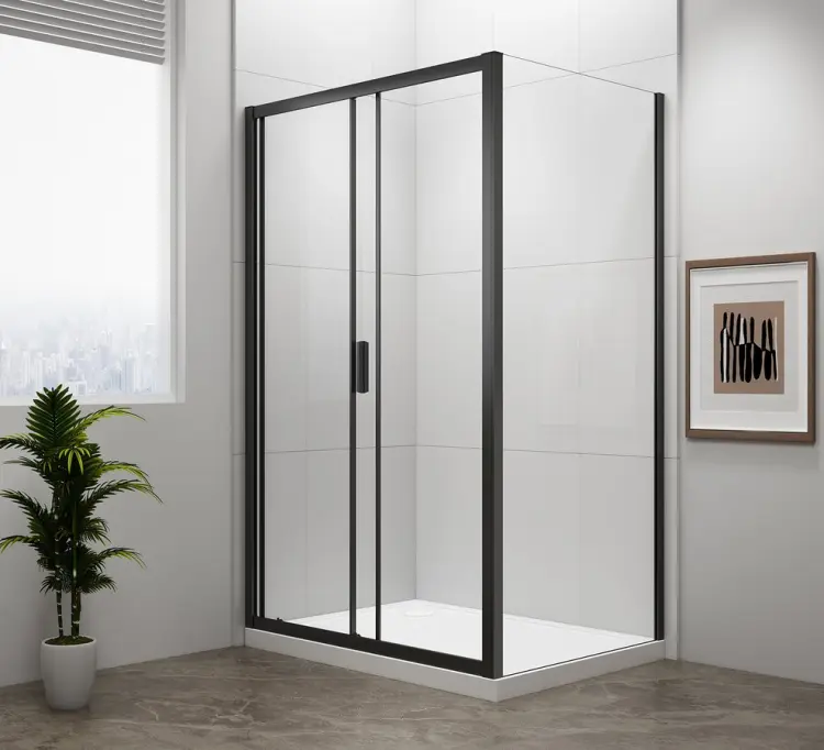 EASY BLACK kabina prysznicowa 1600x800 mm drzwi przesuwne wariant L/P EL1815B-02 drzwi otwarte