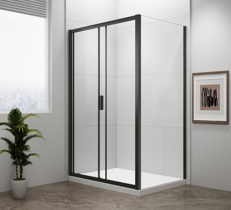 EASY BLACK kabina prysznicowa 1300x800 mm drzwi przesuwne wariant L/P EL1315B-02 drzwi otwarte