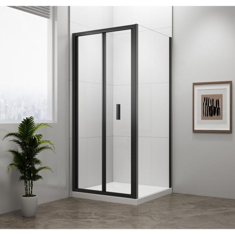 EASY BLACK kabina prysznicowa 900x700 mm, drzwi składane, L/R, szkło czyste EL1990B-01