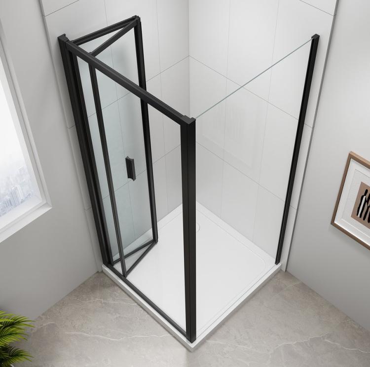 EASY BLACK kabina prysznicowa 800x900 mm, drzwi składane, L/R, szkło czyste EL1980B-02 z góry