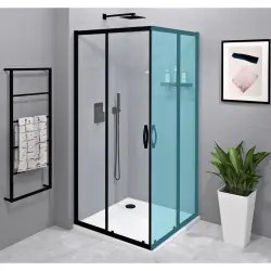 SIGMA SIMPLY BLACK drzwi prysznicowe przesuwne, wejście z rogu 90 cm, szkło czyste GS2190B