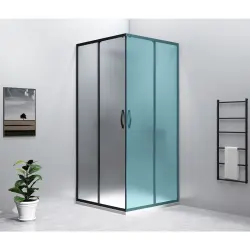 SIGMA SIMPLY BLACK drzwi prysznicowe przesuwne, wejście z rogu 80 cm, szkło brick GS2480B