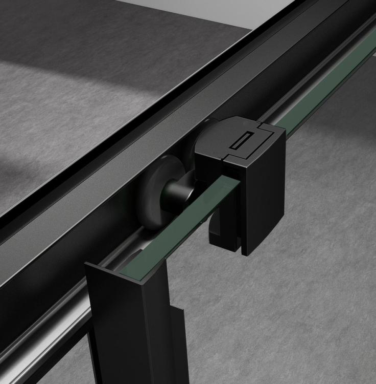 SIGMA SIMPLY BLACK drzwi prysznicowe przesuwne, wejście z rogu 80 cm, szkło brick GS2480B rolki