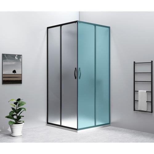 SIGMA SIMPLY BLACK drzwi prysznicowe przesuwne, wejście z rogu 100 cm, szkło brick GS2410B