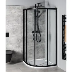 SIGMA SIMPLY BLACK kabina prysznicowa półokrągła 800x800 mm, R550, szkło czyste GS5580B