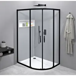 SIGMA SIMPLY BLACK kabina prysznicowa półokrągła 1000x800 mm, R550, szkło czyste GS1080B
