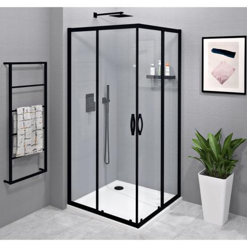 SIGMA SIMPLY BLACK kabina prysznicowa kwadratowa 800x800 mm, wejście z rogu, szkło czyste GS2180BGS2180B