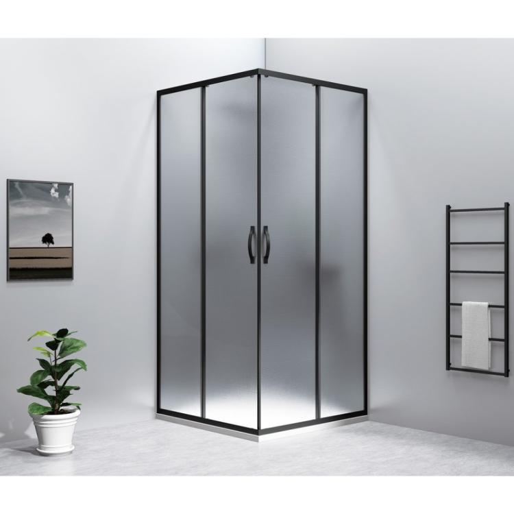 SIGMA SIMPLY BLACK kabina prysznicowa kwadratowa 900x900 mm, wejście z rogu, szkło brick GS249