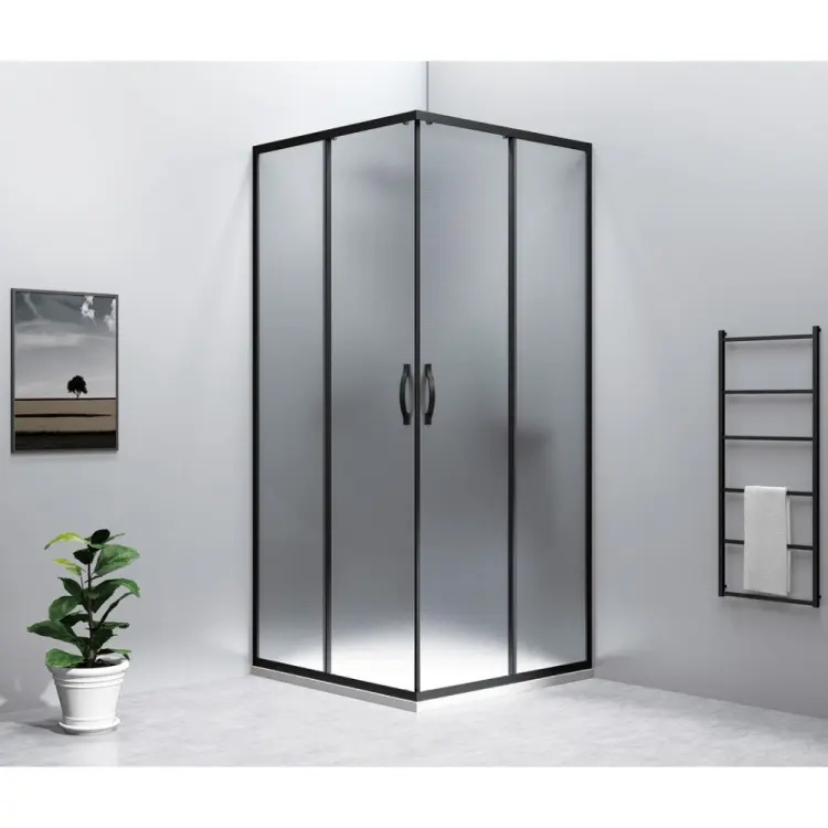 SIGMA SIMPLY BLACK kabina prysznicowa kwadratowa 1000x1000 mm, wejście z rogu, szkło brick GS2410B-01