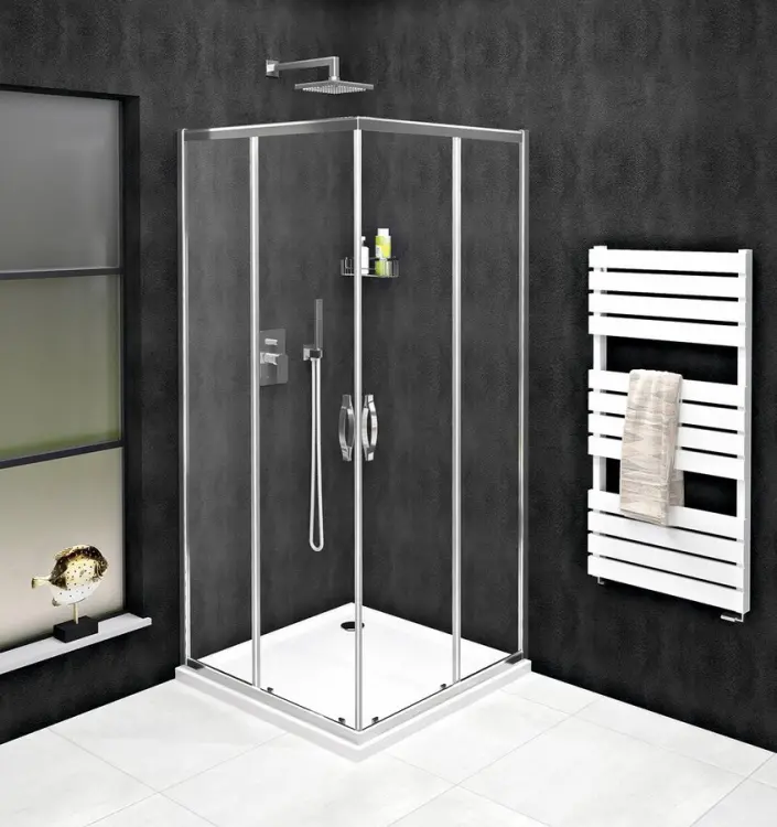 SIGMA SIMPLY Drzwi prysznicowe przesuwne 90x190 cm szkło czyste GS2190 złożona