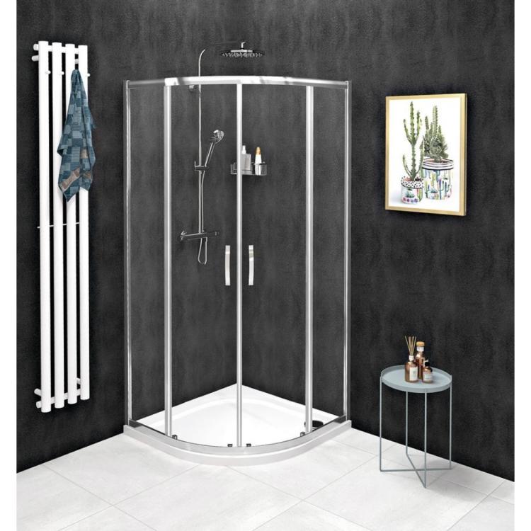 SIGMA SIMPLY Kabina prysznicowa narożna półokrągła 90x90x190 cm szkło czyste GS5590