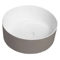 THIN umywalka nablatowa Ø38 cm, beżowy/biały mat WN548-43
