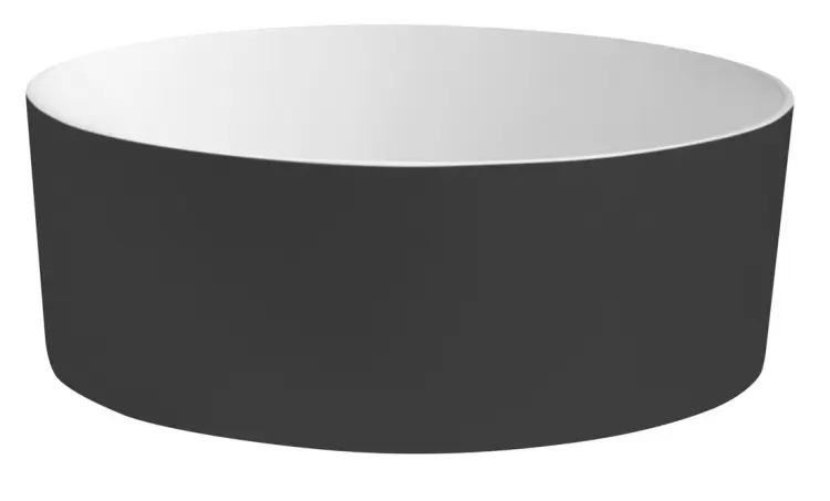 THIN umywalka nablatowa Ø38 cm, czarny/biały mat WN548-41 bok