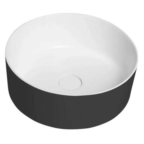 THIN umywalka nablatowa Ø38 cm, czarny/biały mat WN548-41