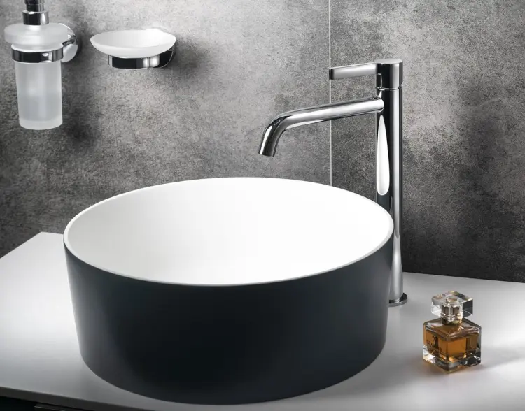 THIN umywalka nablatowa Ø38 cm, czarny/biały mat WN548-41 aranzacja