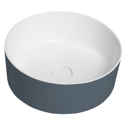 THIN umywalka nablatowa Ø38 cm, niebieski/biały mat WN548-42